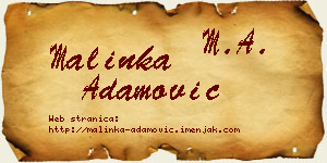 Malinka Adamović vizit kartica